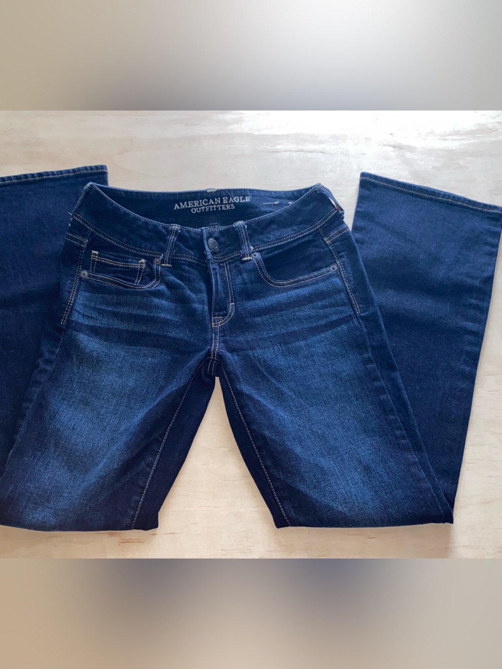American Eagle Outfitters Women's  kick boot Dark Blue Bootcut Jeans